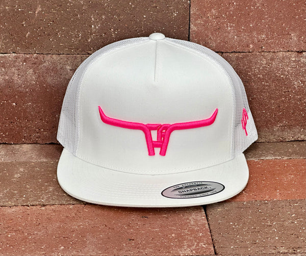 "Cactus Alley Longhorn" Pink Puff - 6006 White/ White Mesh, Snapback Cap (2024)