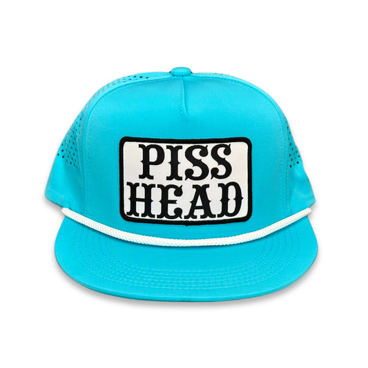 "Piss Head" - CA Turquoise Laser Holes/ White Rope, Snapback Cap (2025)