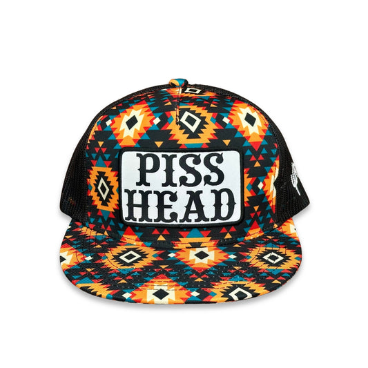 "Piss Head" - CA Sunburst Aztec/Black Mesh, Snapback Cap (2025)