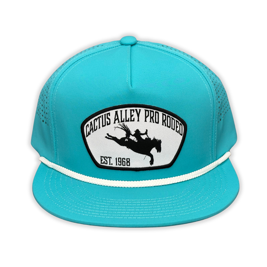 "Pro Rodeo" - CA Turquoise Laser Holes/ White Rope, Snapback Cap