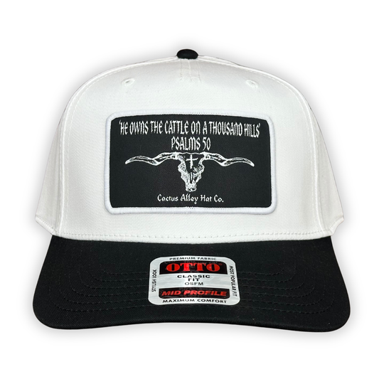 "Psalms 50" - OTTO Mid Profile Black Bill/ White, Snapback Cap