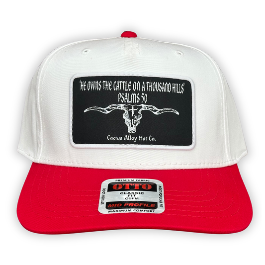 "Psalms 50" - OTTO Mid Profile Red Bill/ White, Snapback Cap