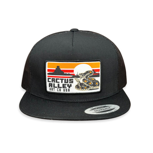 "Rattlesnake" - 6006 Black/ Black Mesh, Snapback Cap (WESA JAN 2024)