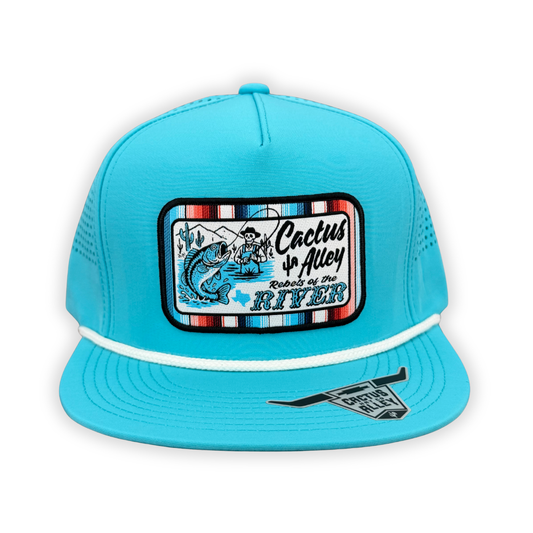 "Rebels" - CA Turquoise Laser Holes/ White Rope, Snapback Cap