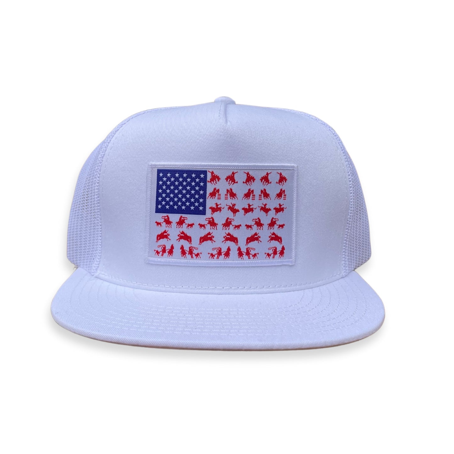 “Rodeo Flag"- 6006 White/ White Mesh, Snapback Cap (2024)