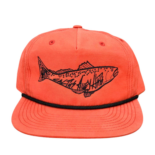 "Saltwater" - CA256 Dark Orange/ Black Rope, Snapback Cap- Black Stitch (WESA JAN 2024)