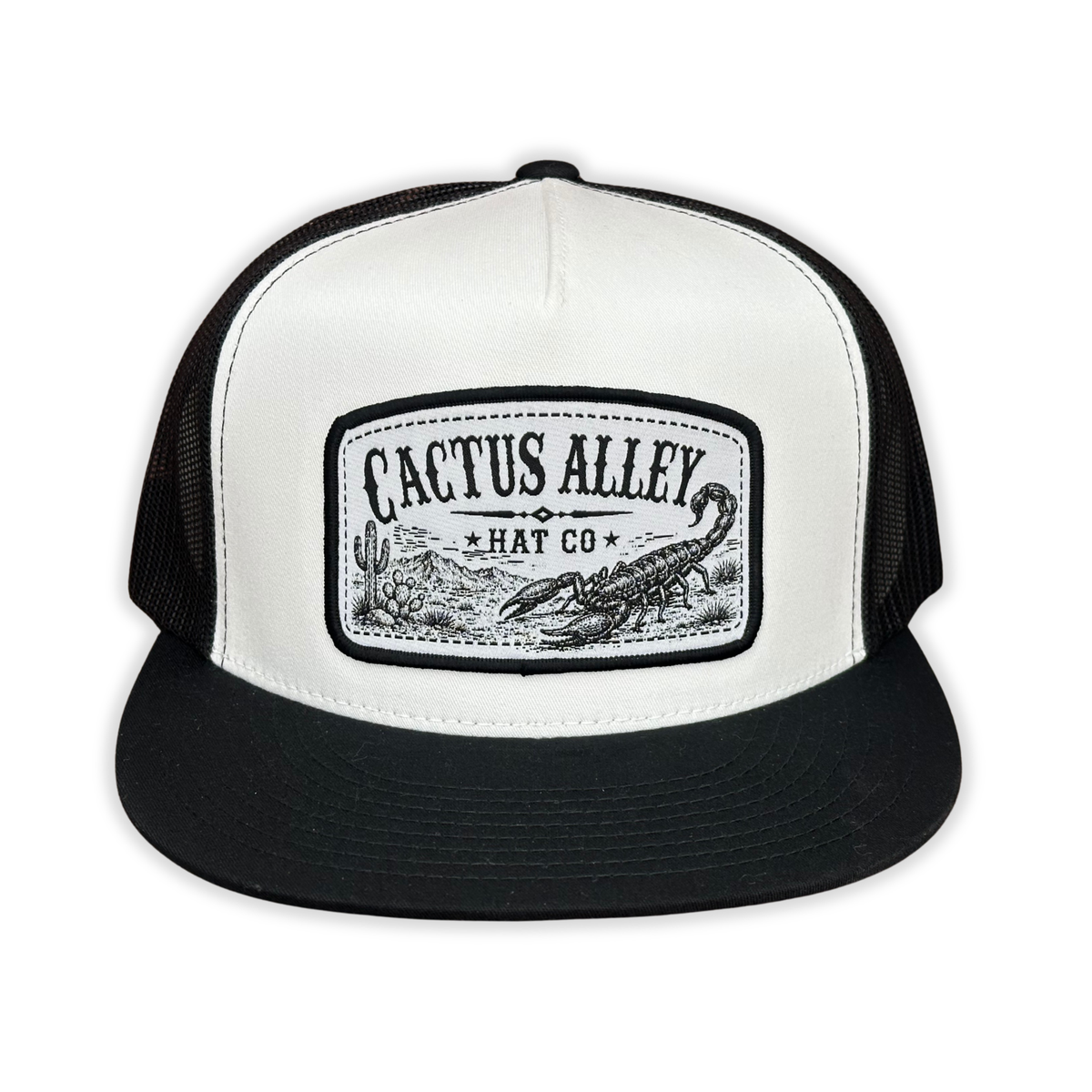 "Scorpion" - 6006 Black/White/Black Mesh, Snapback Cap