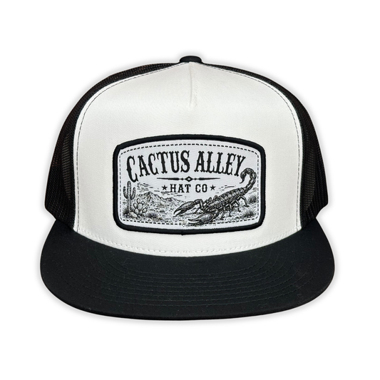 "Scorpion" - 6006 Black/White/Black Mesh, Snapback Cap