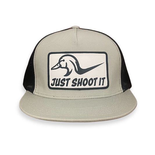 "Just Shoot It"- Silver Front with Black Mesh Snapback Cap (WESA JAN 2024)