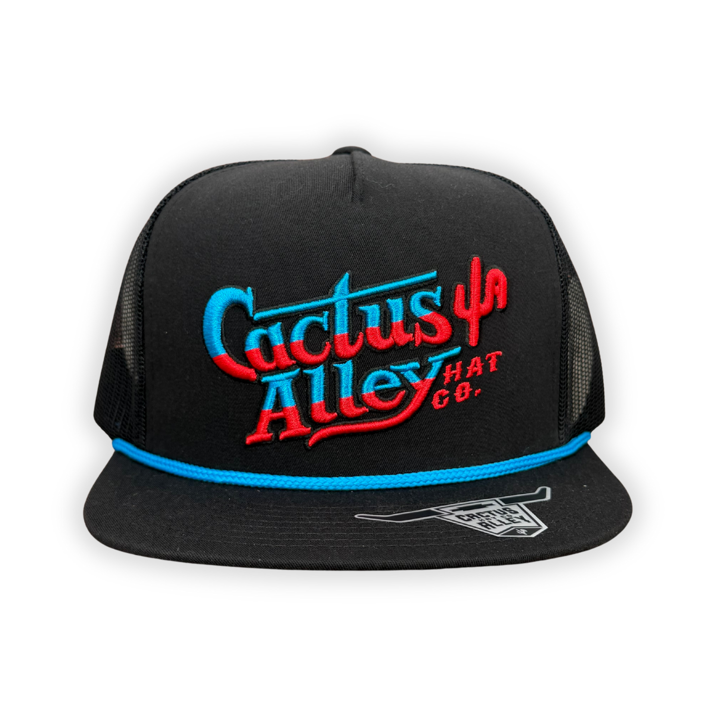 "Showboat" - CA 6006 Black/ Black Mesh/ Blue Rope, Snapback Cap