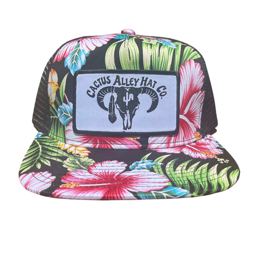 "Southwest" - Black Floral/ Black Mesh, Snapback Cap (2024)