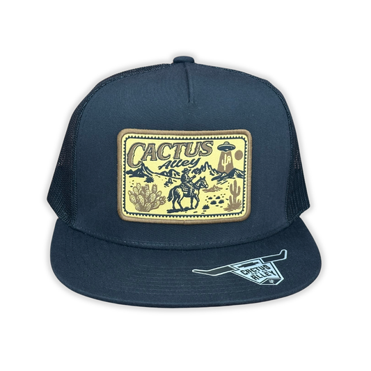"Space Cowboy" - 6006 Black/ Black Mesh, Snapback Cap