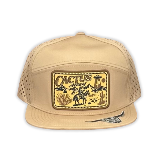 "Space Cowboy" - CA 7 Panel Khaki Laser Holes, Snapback Cap