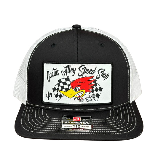"Speed Shop"- Richardson 112 Black/White Mesh, Snapback Cap (2024)