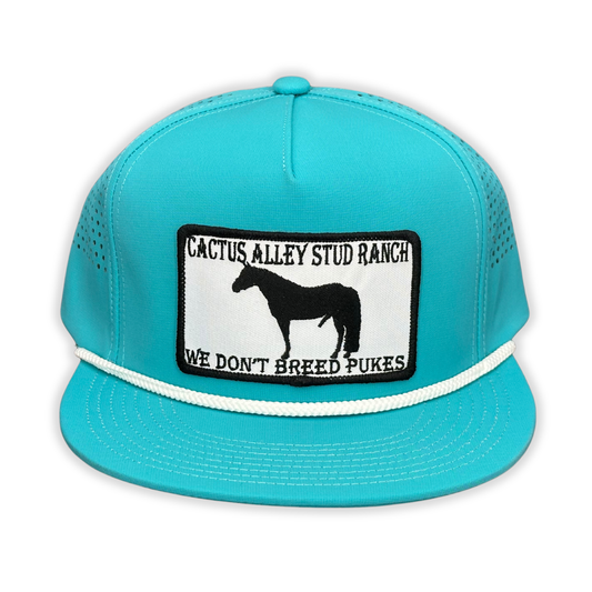 "Stud Ranch" - CA Turquoise Laser Holes/ White Rope, Snapback Cap