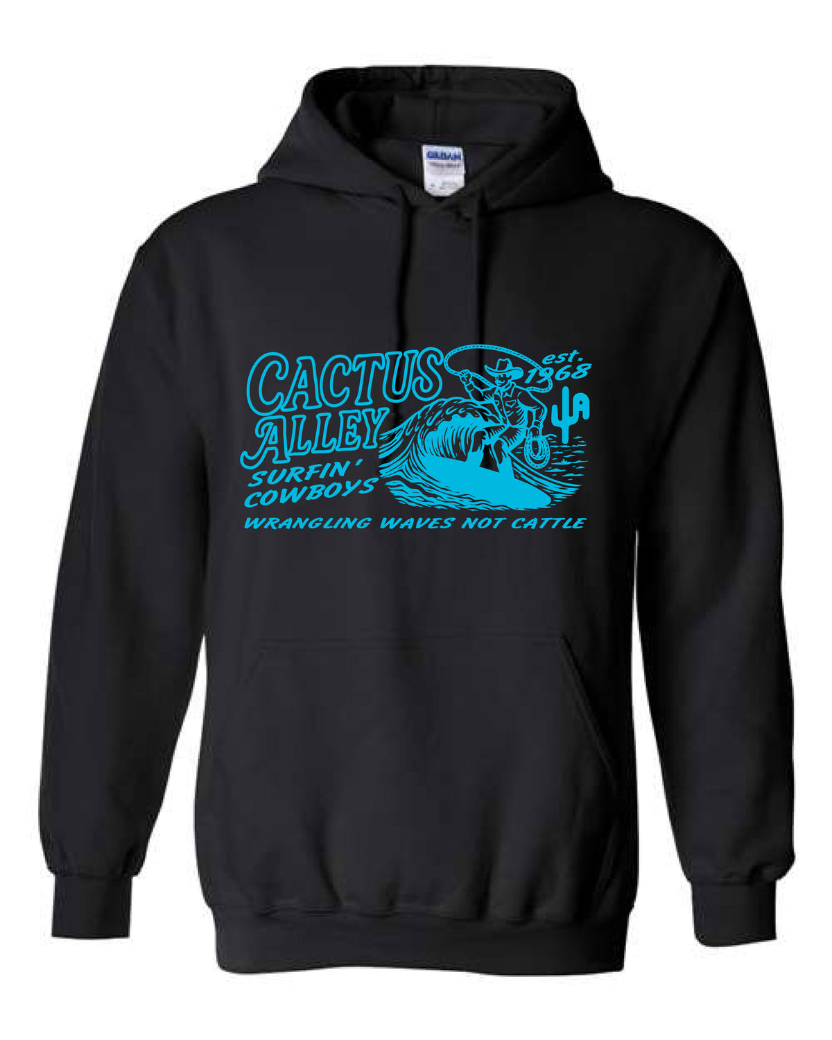 "Surfin'" - Black Adult Hoodie
