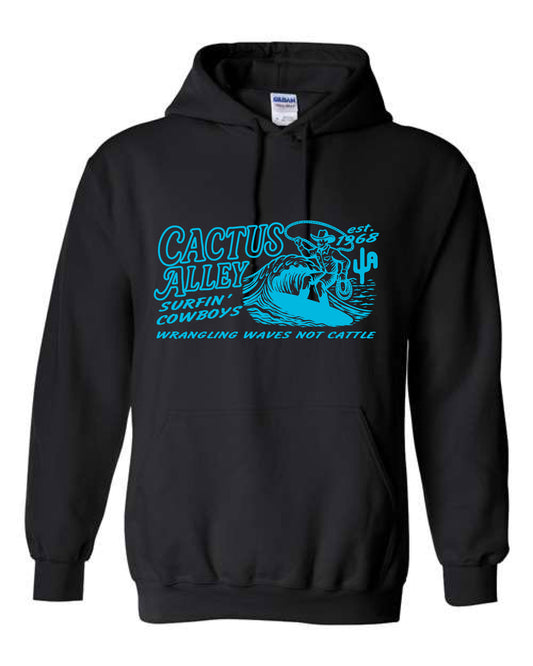 "Surfin'" - Black Adult Hoodie