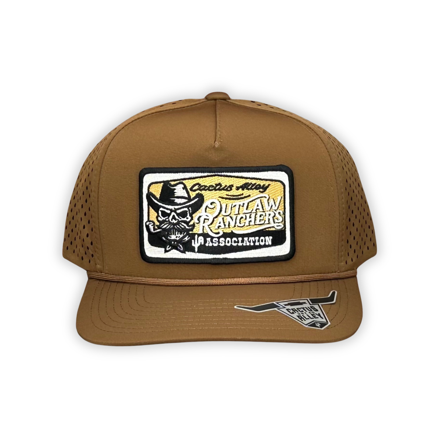 "Tan Rancher" - CA Caramel Laser Holes/ Caramel Rope, Snapback Cap