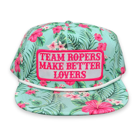 "PW Team Ropers BL" - CA Mint Floral/White Rope, Snapback Cap (2025)