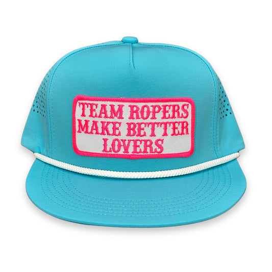 "PW Team Ropers BL" - CA Turquoise Laser Holes/ White Rope, Snapback Cap (2025)
