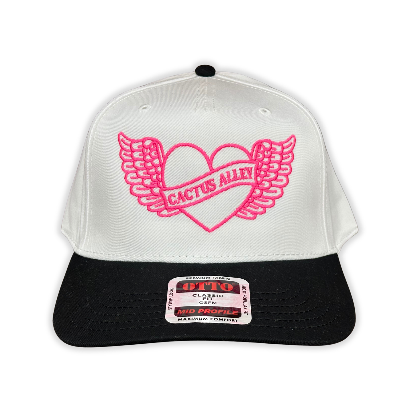 "The Hope- PINK" - OTTO Mid Profile Black Bill/ White, Snapback Cap