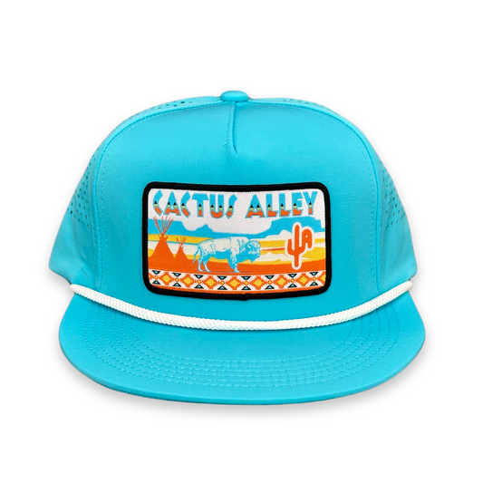 "TP" - CA Turquoise Laser Holes/ White Rope, Snapback Cap (2025)