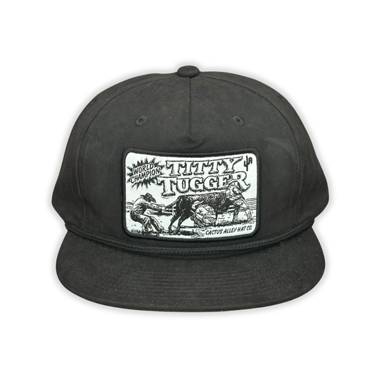"Titty Tugger" - CA 256 Black/ Black Rope, Snapback Cap