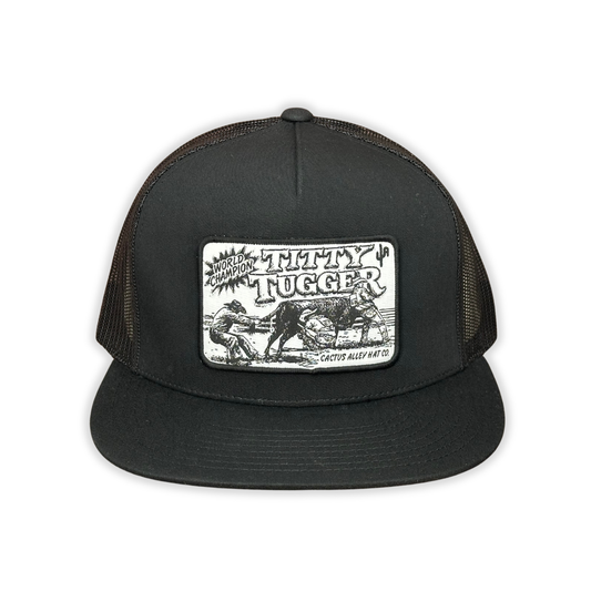 "Titty Tugger" - 6006 Black/ Black Mesh, Snapback Cap