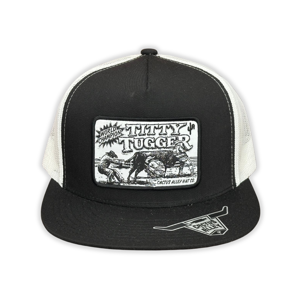 "Titty Tugger" - 6006 Black/ White Mesh, Snapback Cap