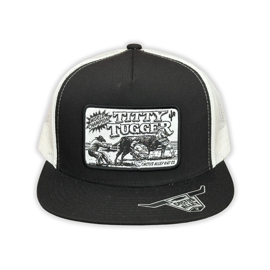 "Titty Tugger" - 6006 Black/ White Mesh, Snapback Cap