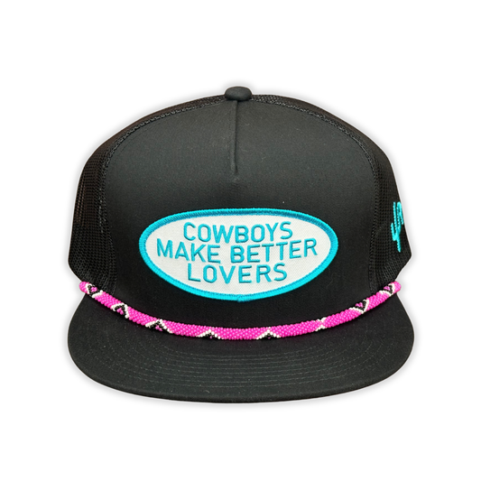 "TRQW Better Lovers" - CA 6006 Black/ Black Mesh/ Pink Beaded Rope, Snapback Cap