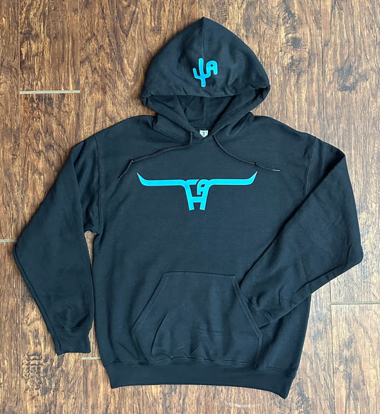 Turquoise "Cactus Alley Longhorn" - Black Adult Hoodie (2024)