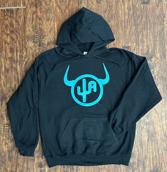 Turquoise "Moo Cactus" - Black Adult Hoodie (2024)