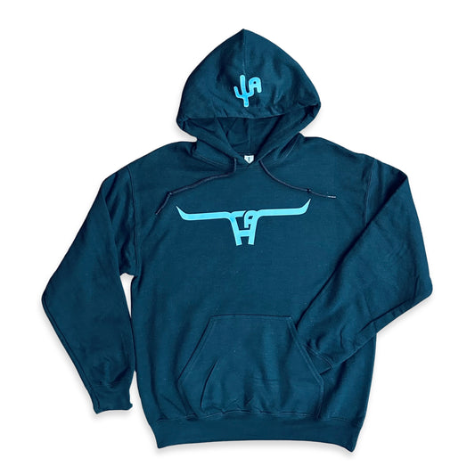 Turquoise "CA Longhorn" - Black Adult Hoodie (2024)