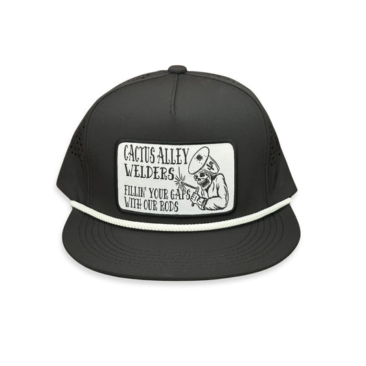"Welder" - CA Black Laser Holes/ White Rope, Snapback Cap (2025)