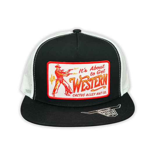 "Western" - 6006 Black/ White Mesh, Snapback Cap