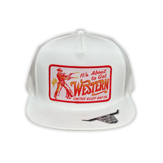 "Western" - 6006 White/ White Mesh, Snapback Cap