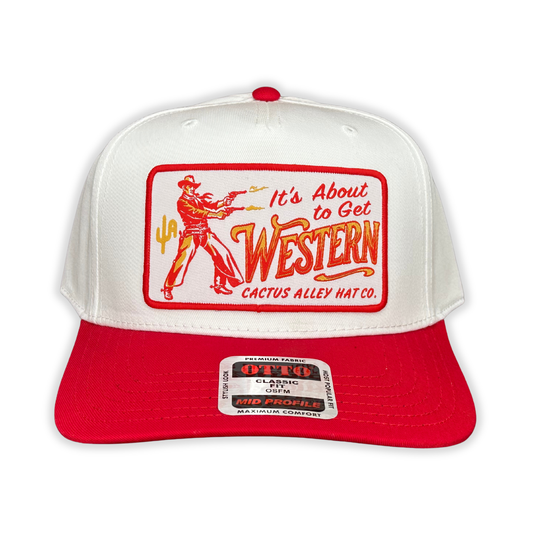 "Western" - OTTO Mid Profile Red Bill/ White, Snapback Cap