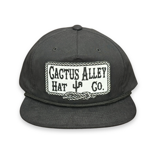 "Square Knot-WHT" - CA 256 Black/ Black Rope, Snapback Cap (2025)