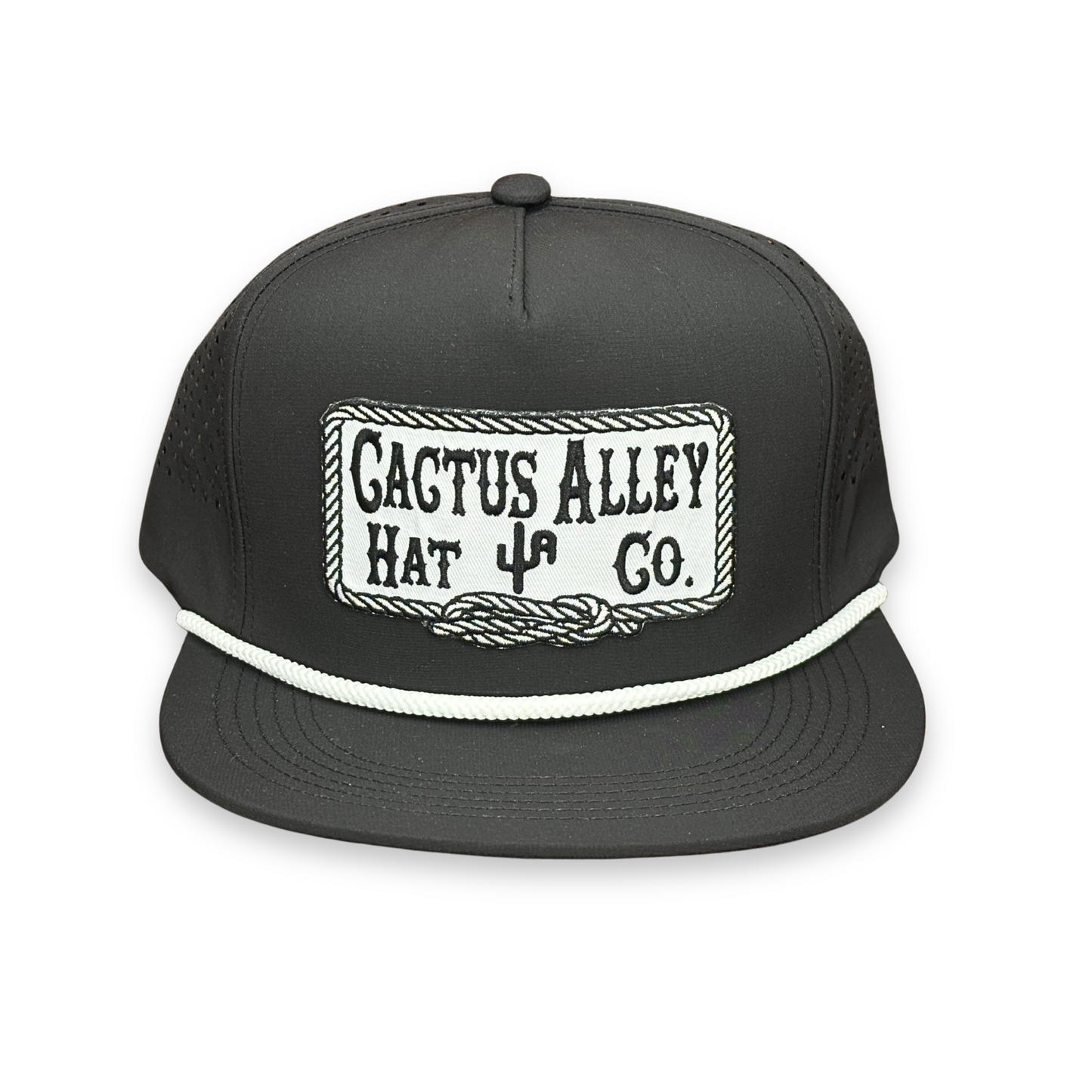 "Square Knot-WHT" - CA Black Laser Holes/ White Rope, Snapback Cap (2025)