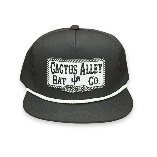 "Square Knot-WHT" - CA Black Laser Holes/ White Rope, Snapback Cap (2025)