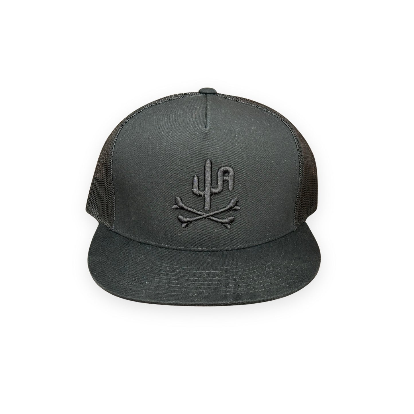 "CA Shorthorn" Black Puff Stitch - 6006 Black/ Black Mesh, Snapback Cap (2024)