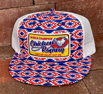 "Chicken Choking" - CA 'Merica Aztec/White Mesh, Snapback Cap (WESA JAN 2024)