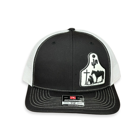 "Cowboy at the Cross" - Richardson 112 Black/ White Mesh, Snapback Cap (2024)