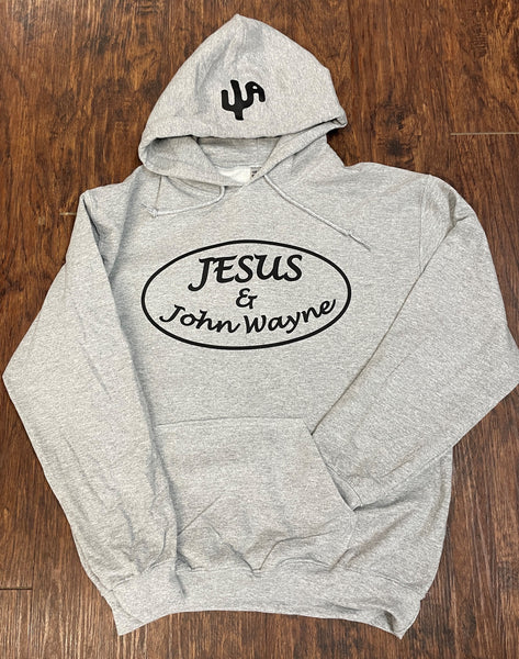 "Jesus & John Wayne" - Sport Grey Adult Hoodie (WESA JAN 2024)