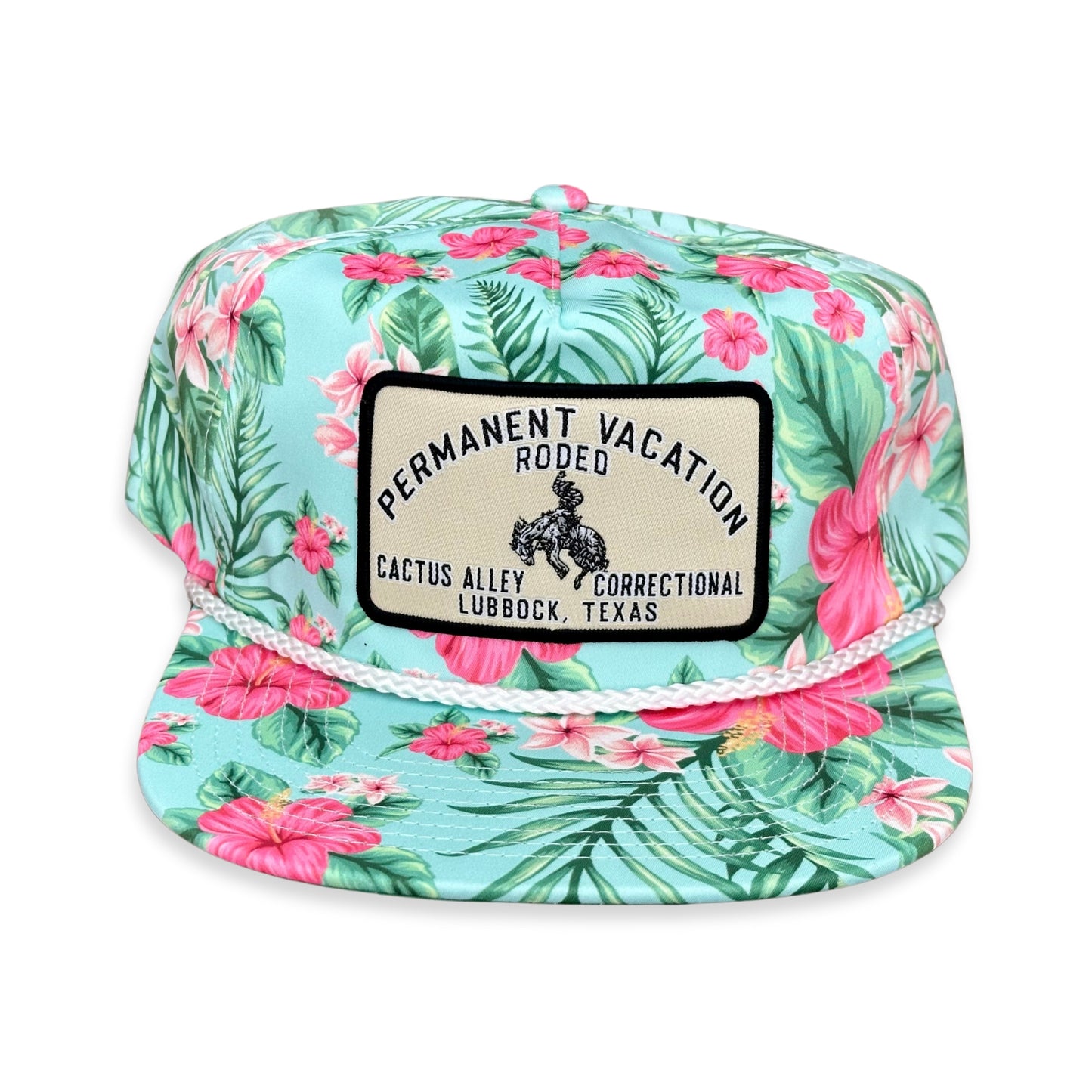 "Permanent Vacation- Tan" - CA Mint Floral, Snap Back Cap (2024)