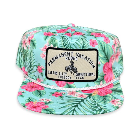 "Permanent Vacation- Tan" - CA Mint Floral, Snap Back Cap (2024)