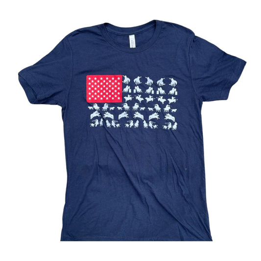 "Rodeo Flag" - Solid Navy Adult Tee (WESA JAN 2024)