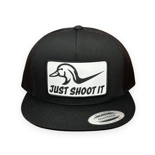"Just Shoot It"- 6006 Black/ Black Mesh, Snapback Cap (2024)