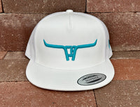 "Cactus Alley Longhorn" Turquoise Puff - 6006 White/ White Mesh, Snapback Cap (2024)